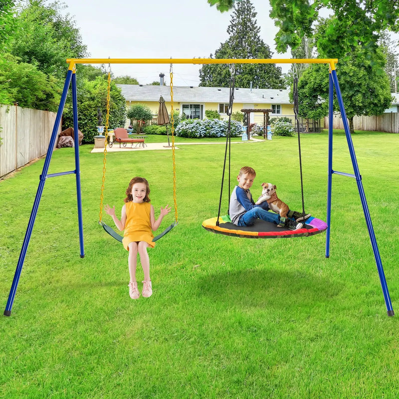 660 LBS Extra-Large A-Shaped Swing Stand with Anti-Slip Footpads (Without Seat)-Yellow by DirectDeals