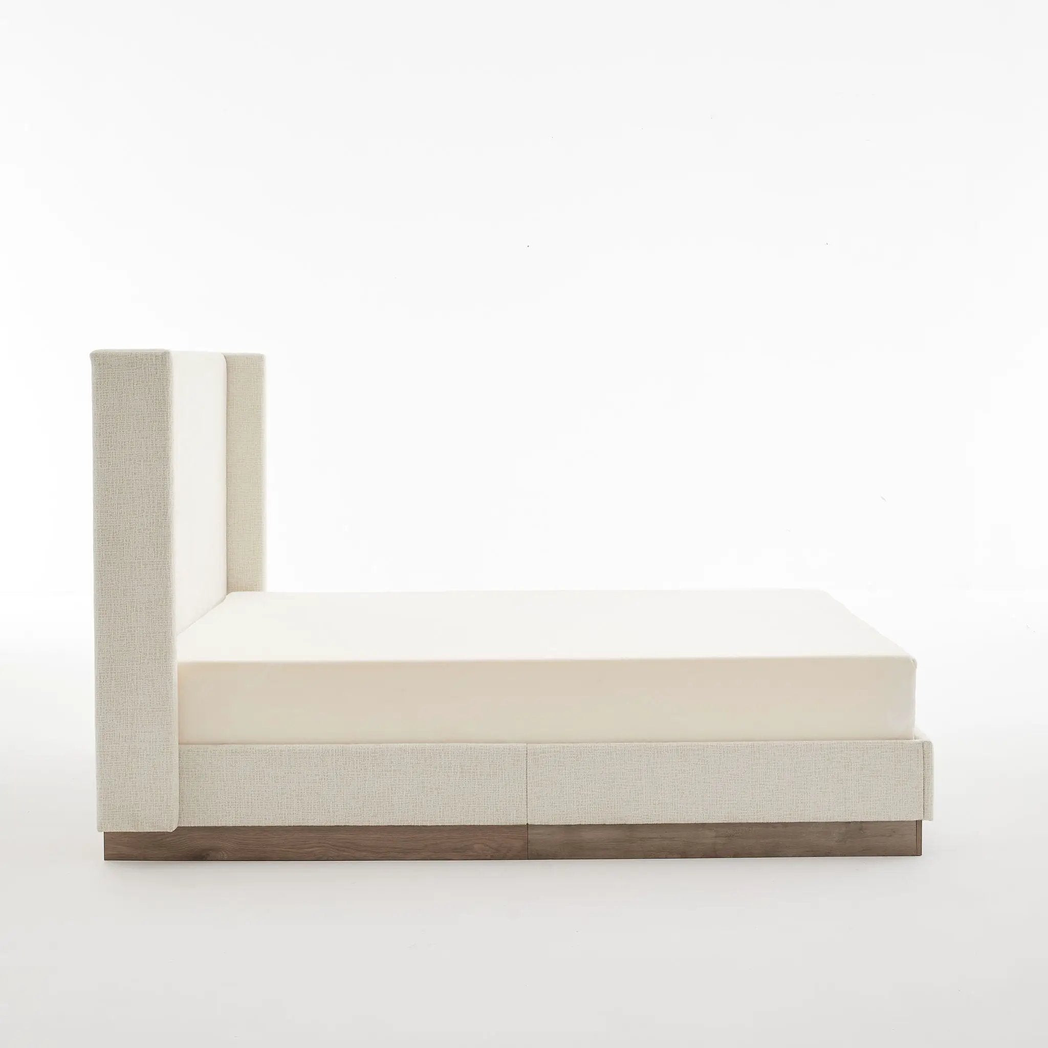 Hosford - Minimalist Upholstered Wingback Bed With Wood Base Platform
