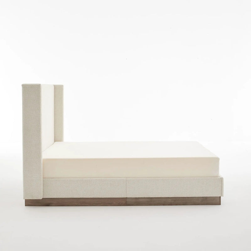 Hosford - Minimalist Upholstered Wingback Bed With Wood Base Platform
