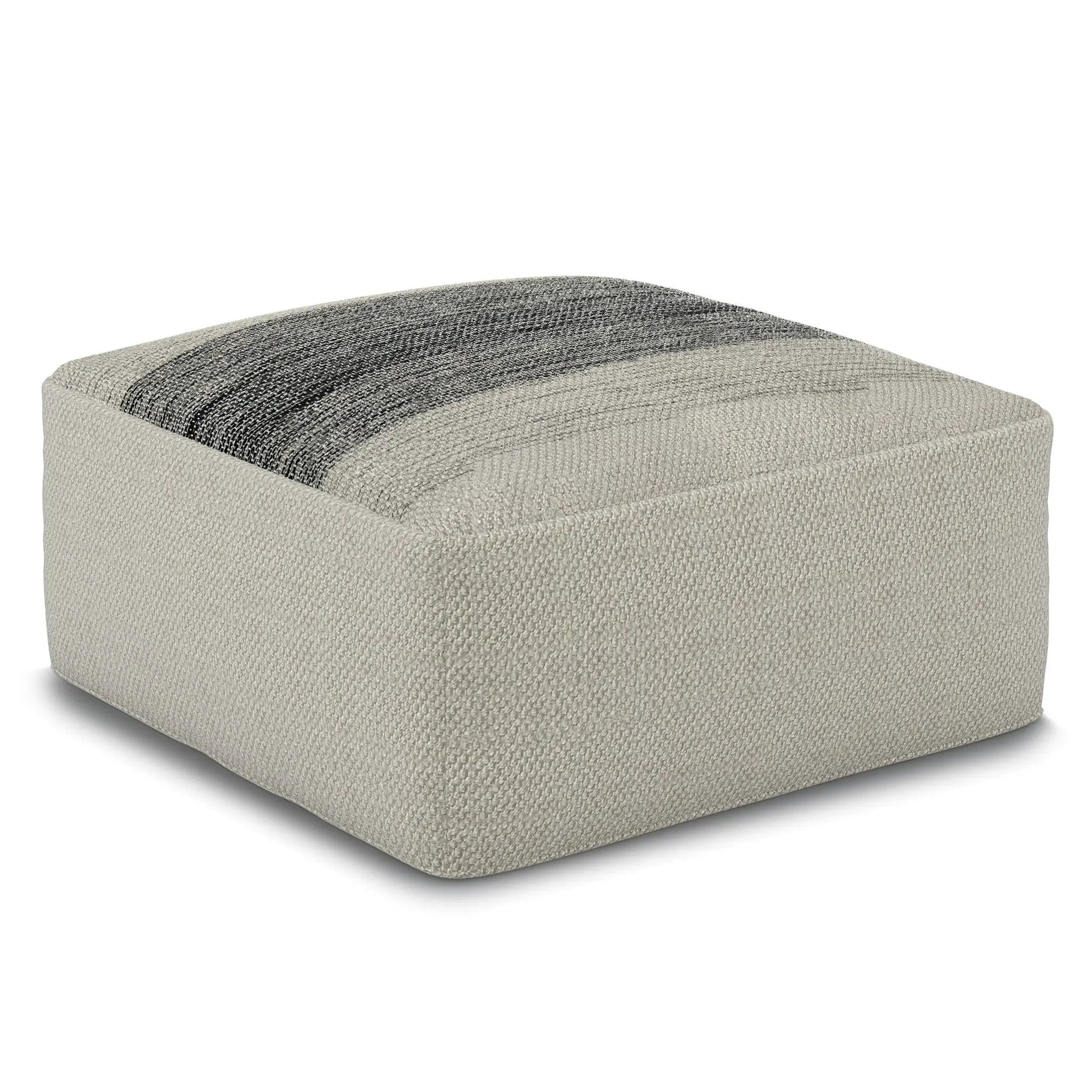 Sabella - Square Woven Outdoor / Indoor Pouf - Gray / White by HouseOfZazla