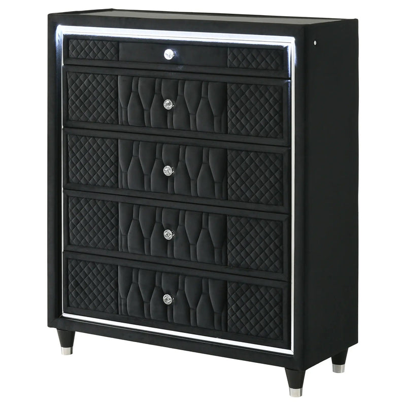 Lorient 5-drawer LED Chest of Drawers Black by Unique Piece Furniture
