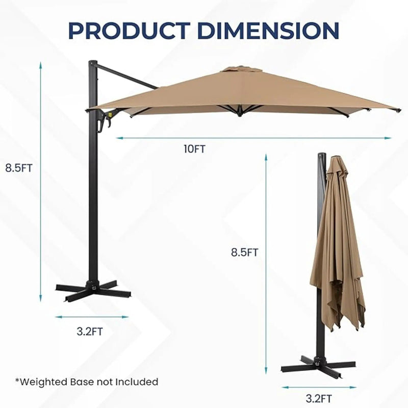 Round Cantilever Patio Umbrella With 360 Rotation & Infinite Tilt Adjustment by HouseOfZazla