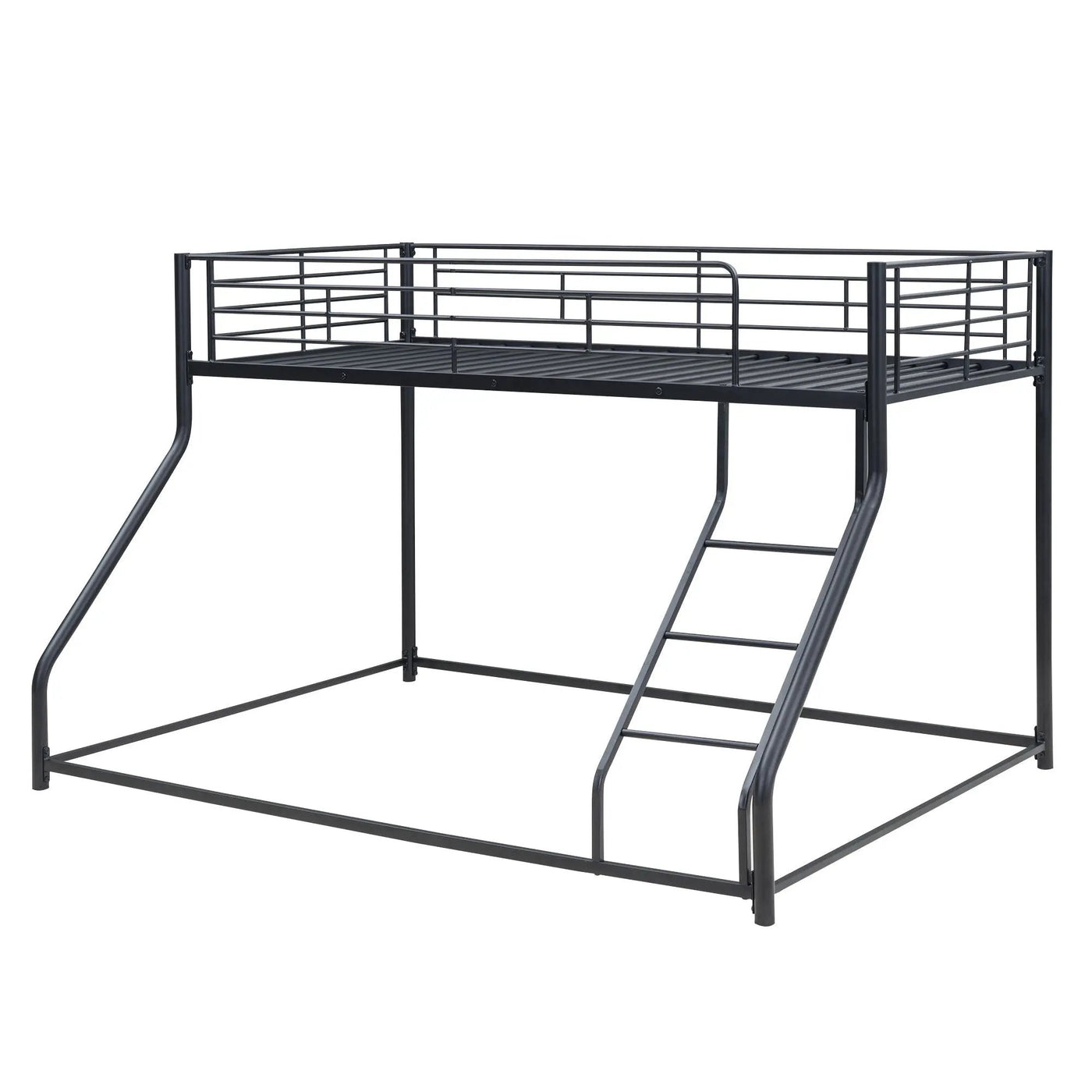 Metal Floor Bunk Bed With Sloped Ladder, Space Saving Design by HouseOfZazla