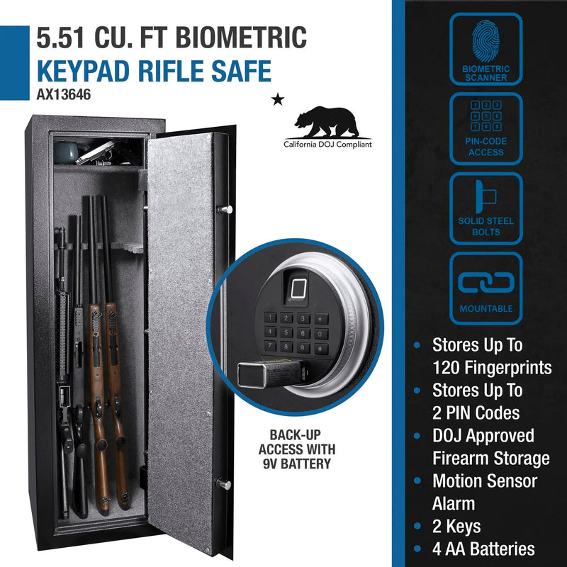 5.51 Cubic Ft Biometric Keypad Riflesafe - Black by HouseOfZazla