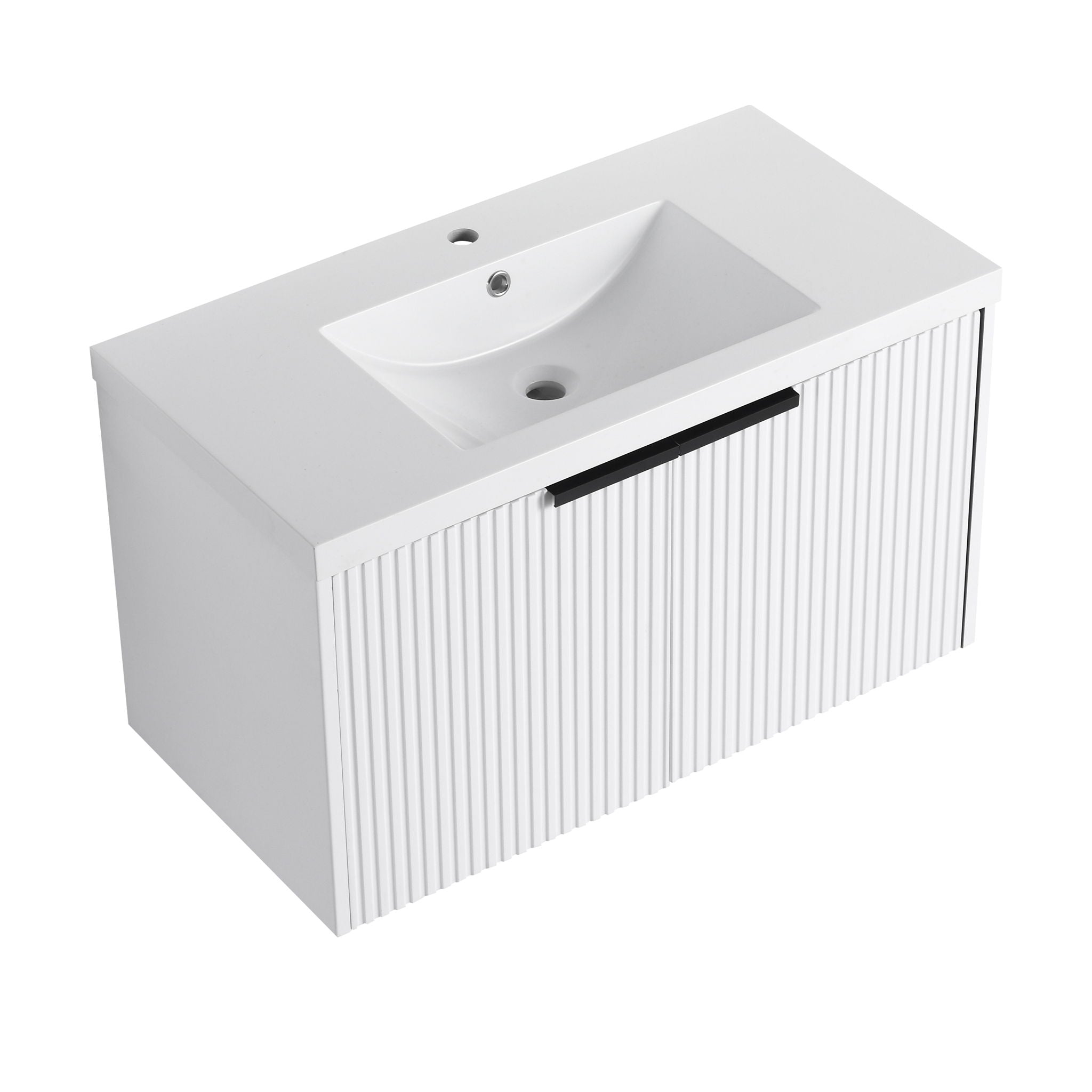 Contemporary Wall Mounted Bathroom Vanity With Resin Double Sink by HouseOfZazla