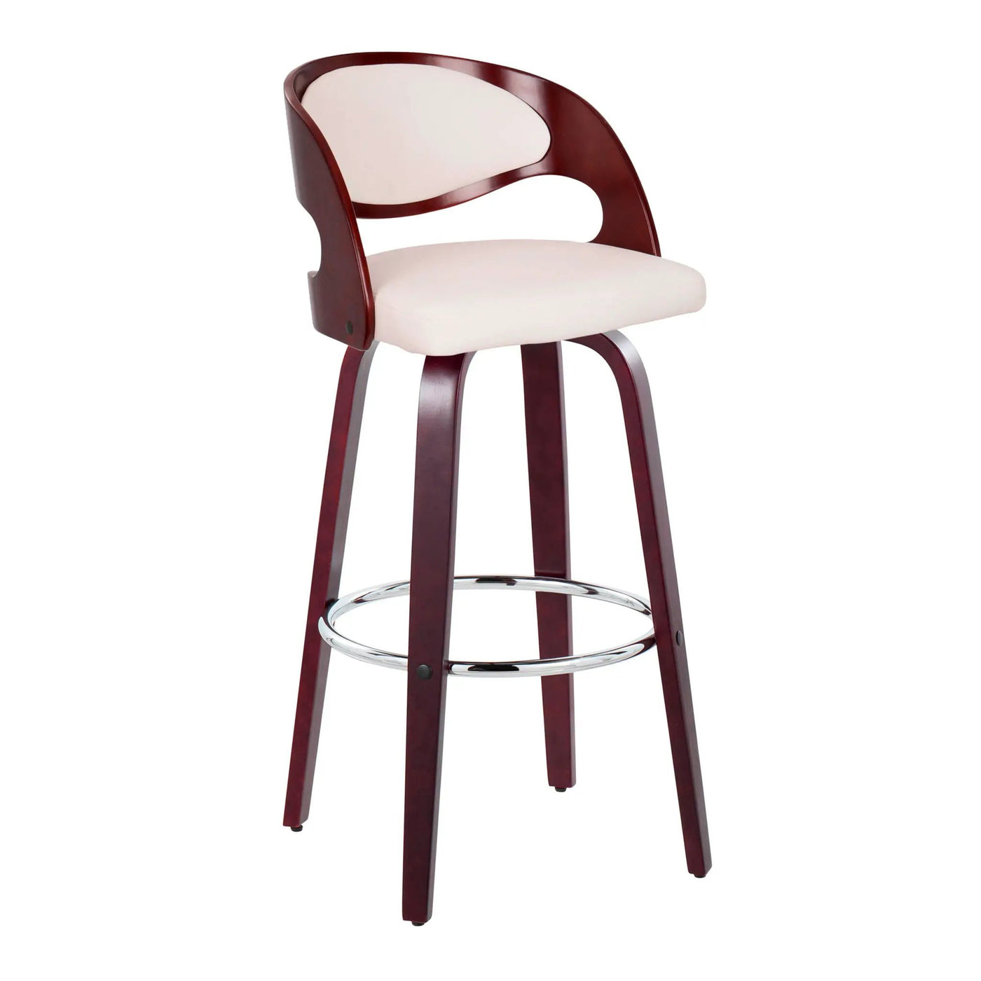 Pino - Mid Century Modern Fixed Height Barstool With Swivel & Round Footrest (Set of 2) by HouseOfZazla