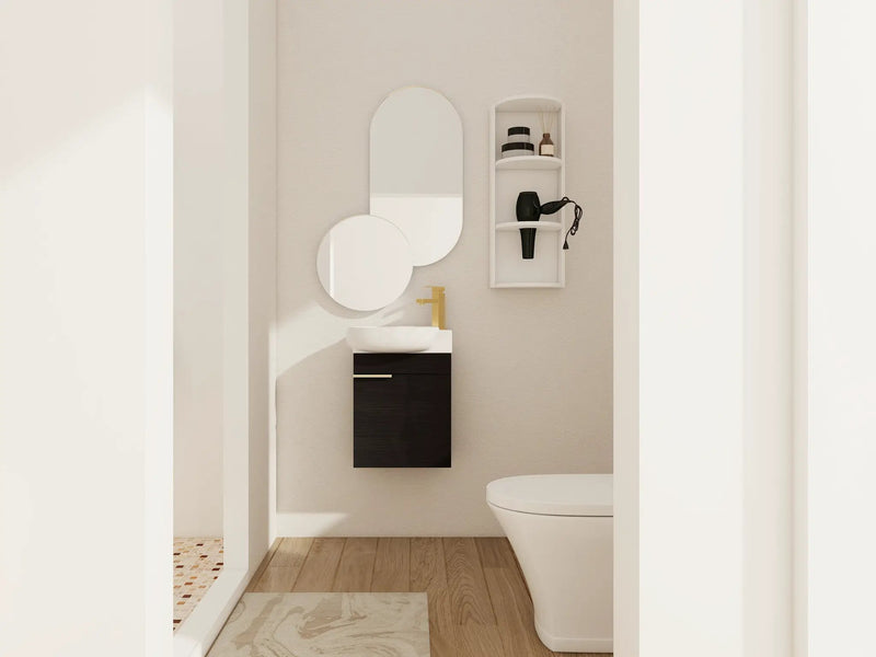 Soft Close Doors Bathroom Vanity With Sink and Storage Rack, 16 Inch by HouseOfZazla