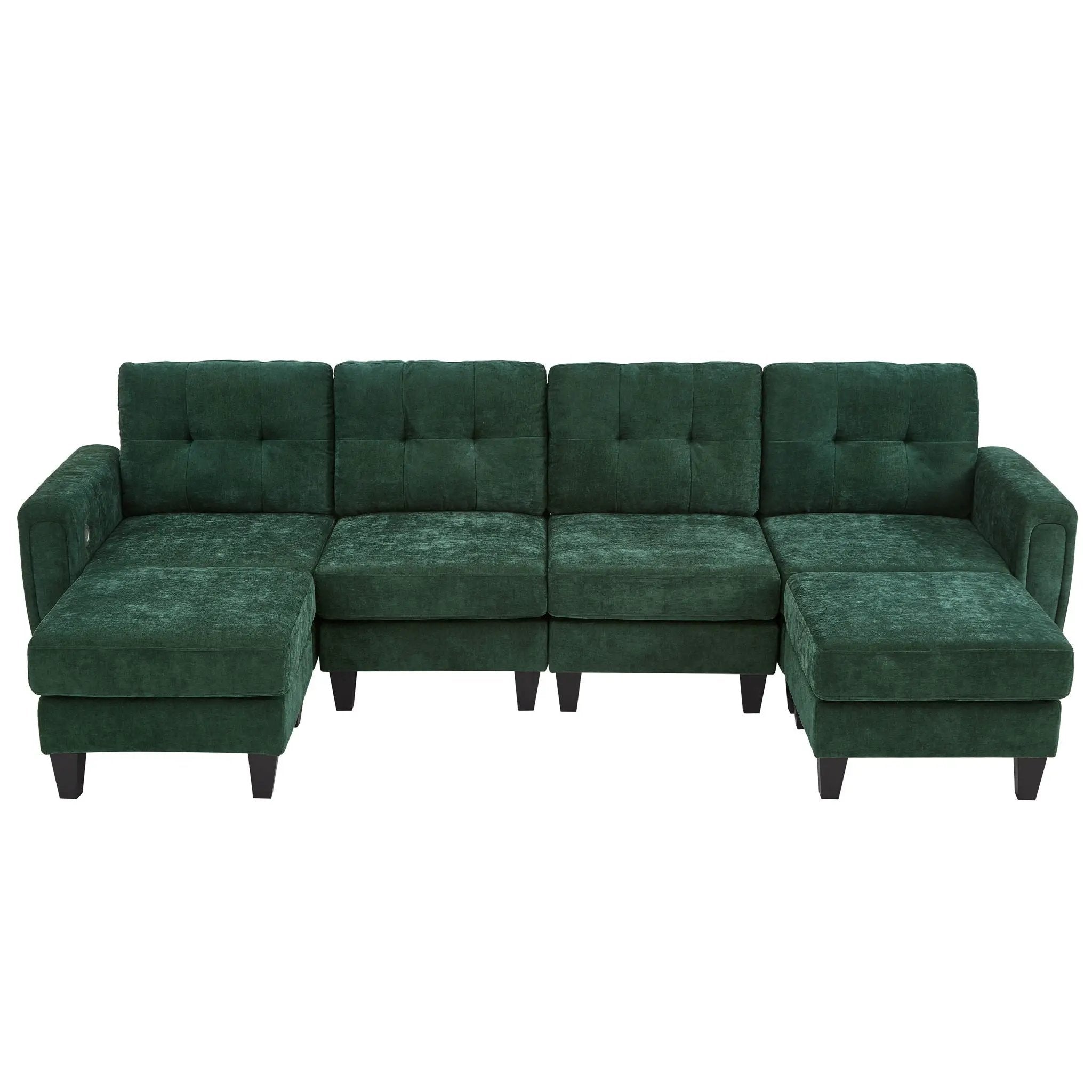 Modular Sectional Sofa With Movable Ottomans, USB Ports & Side Tables by Unique Piece Furniture