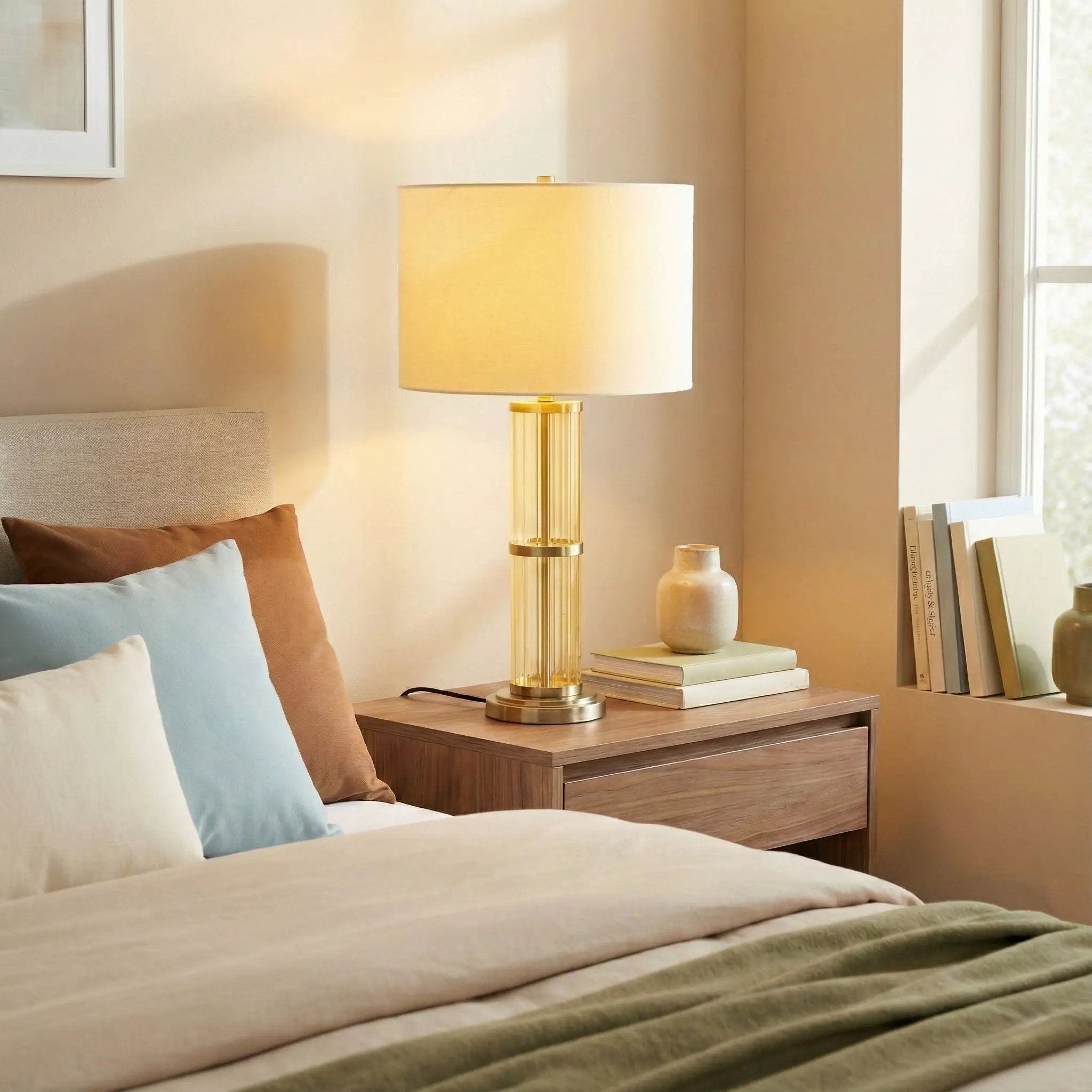 Echo - Table Lamp With On / Off Switch Clear Body Base - Clear / Silver / White by Unique Piece Furniture