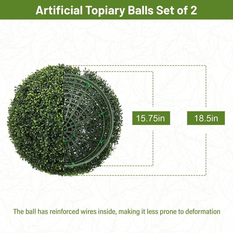 Artificial Topiary Balls, Outdoor Decorative Spheres For Garden (Set of 2) - Green by HouseOfZazla