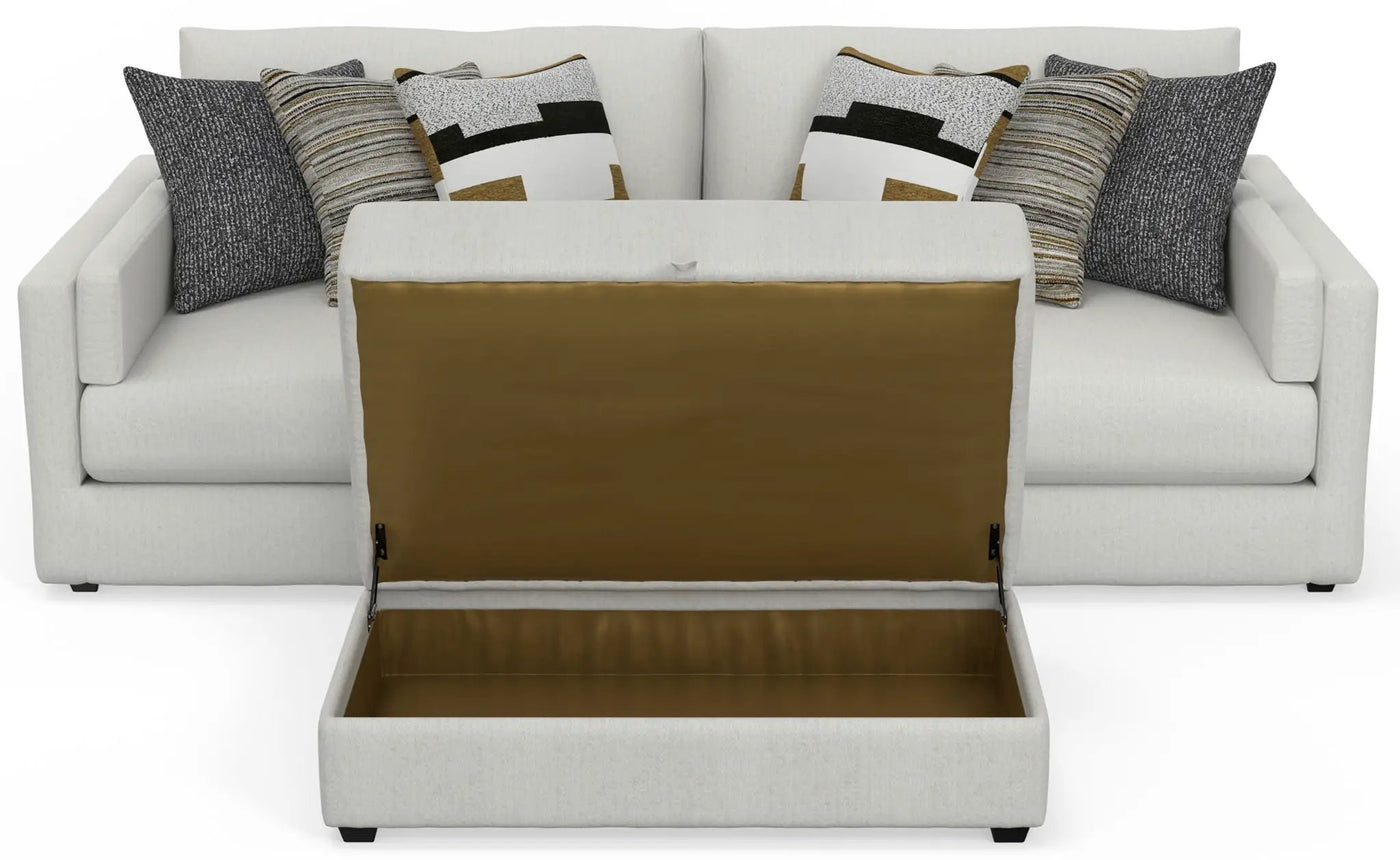 Trevor - Extra Deep Oversized Sofa With Included Storage Cocktail Ottoman by Unique Piece Furniture