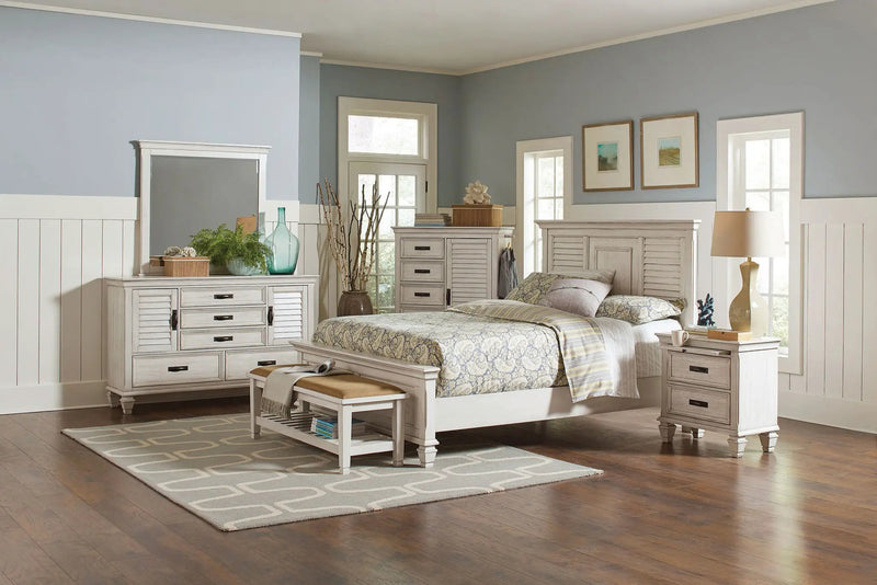 Franco 5-drawer Door Chest Distressed White by Unique Piece Furniture