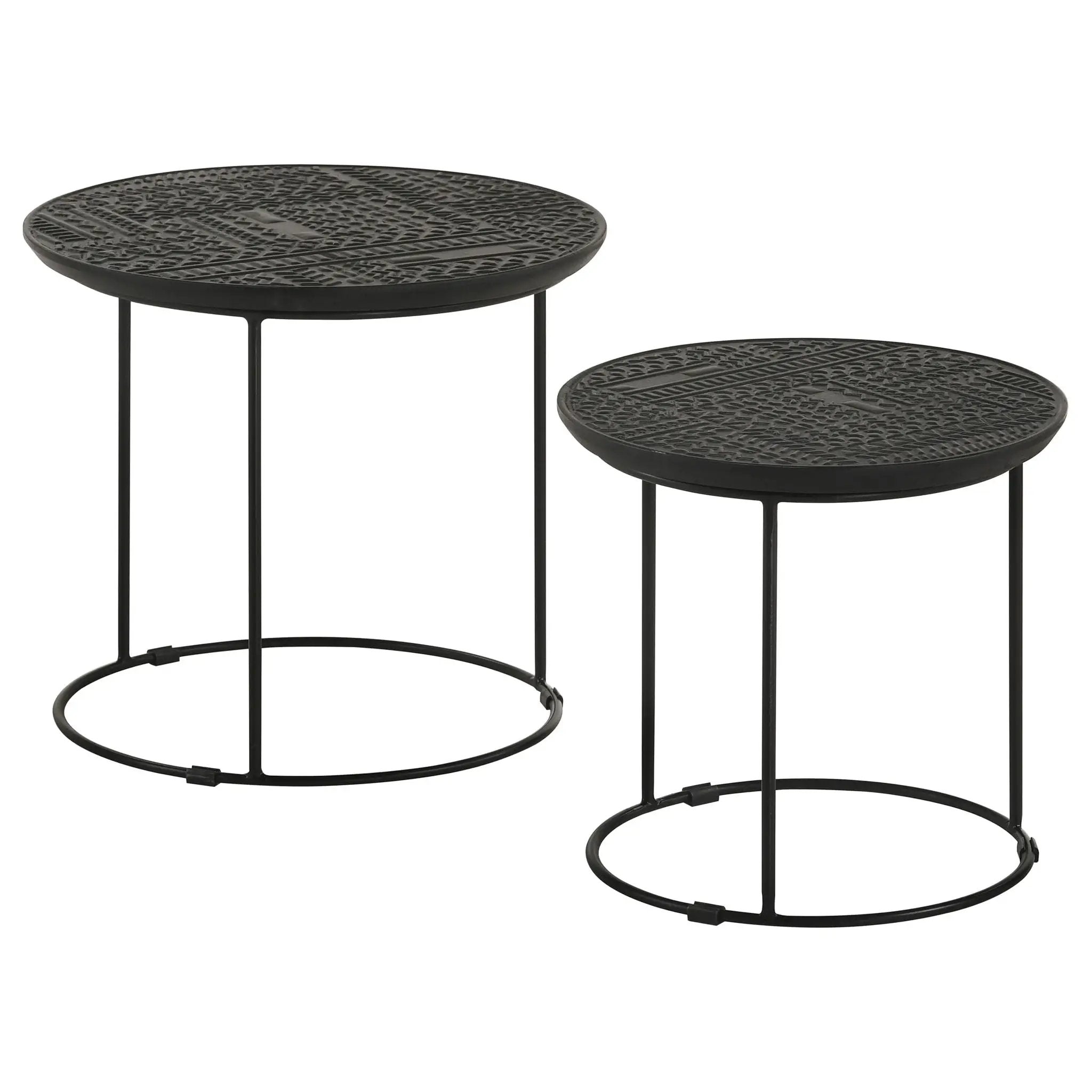 Loannis 2-piece Round Mango Wood Nesting Table Matte Black by Unique Piece Furniture