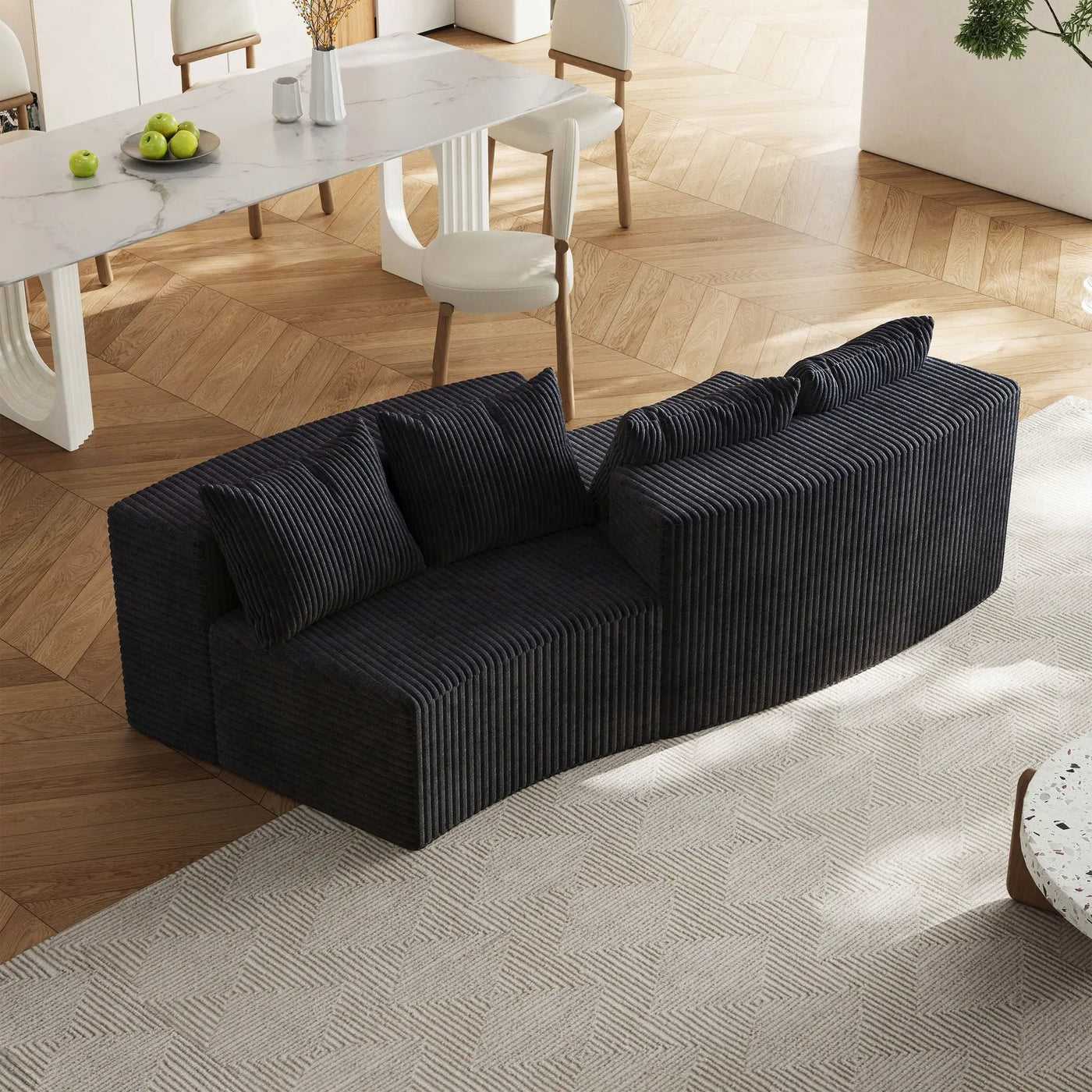 Curved Sectional Sofa With 4 Pillows, Modular Semi Circular Design by HouseOfZazla