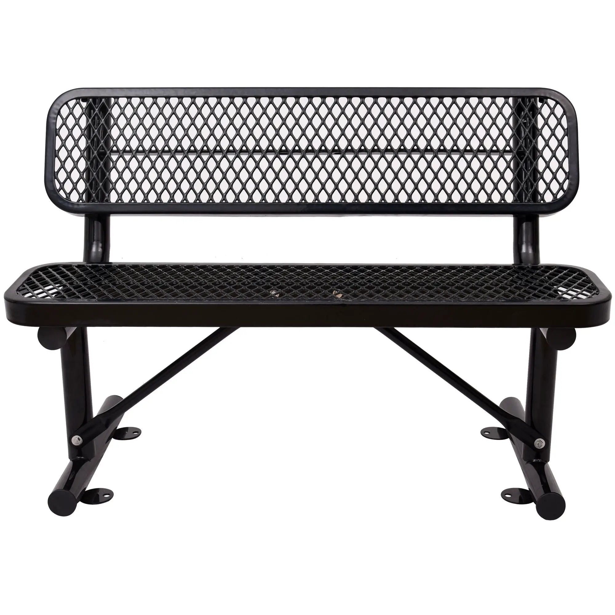 6' Outdoor Steel Bench With Backrest by HouseOfZazla