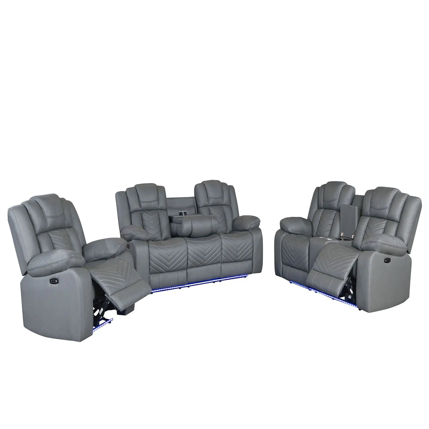Raize - Power Living Room Set With Storage Console And Cup Holders by Unique Piece Furniture