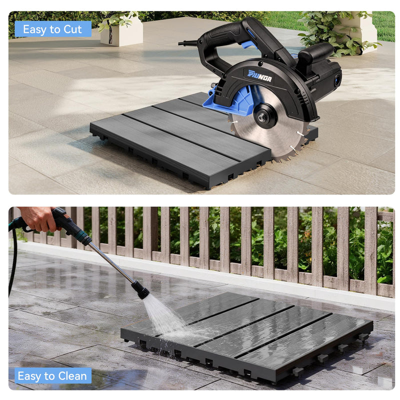 44 Pcs Interlocking Deck Tiles, 12" x 12" HDPE Outdoor Flooring by HouseOfZazla
