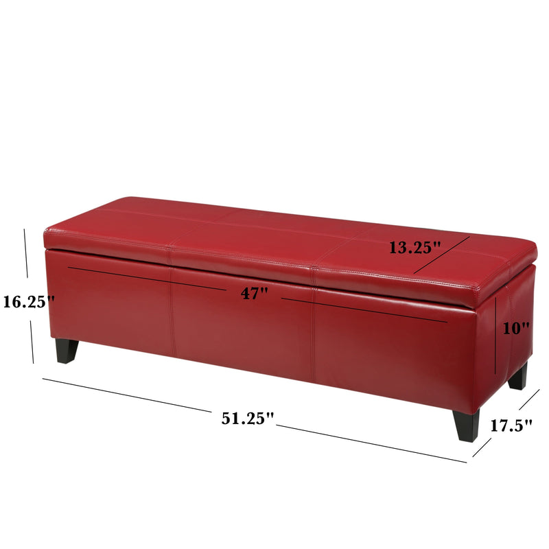 Upholstered PU Leather Storage Ottoman, Solid Wooden Legs by HouseOfZazla