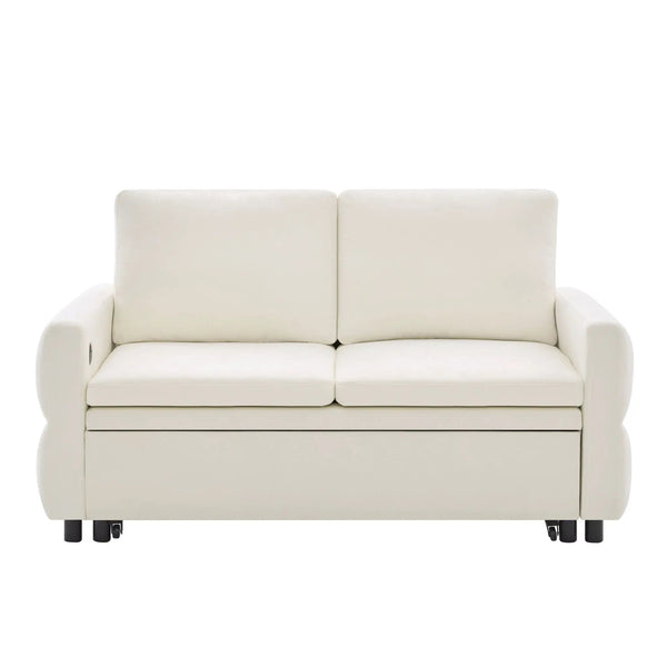 Convertible Sofa Bed Loveseat With Adjustable Backrest And USB Ports