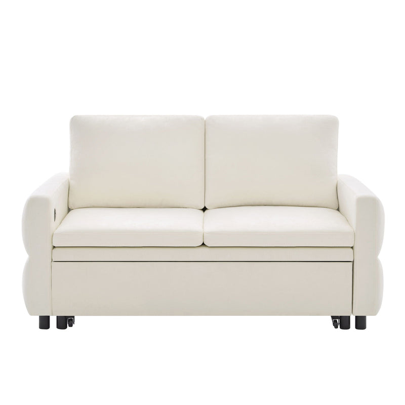 Convertible Sofa Bed Loveseat With Adjustable Backrest And USB Ports by HouseOfZazla