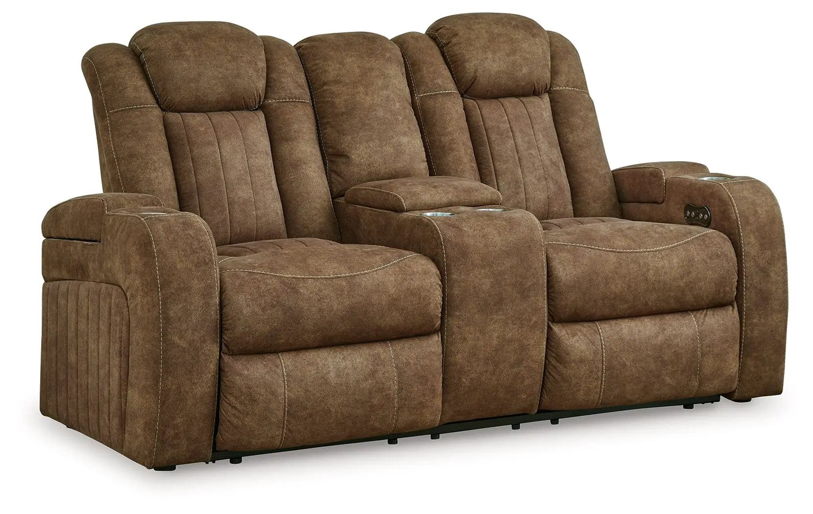 Wolfridge - 2 Pc. - Power Reclining Sofa, Power Reclining Loveseat With Console - Brindle by Unique Piece Furniture
