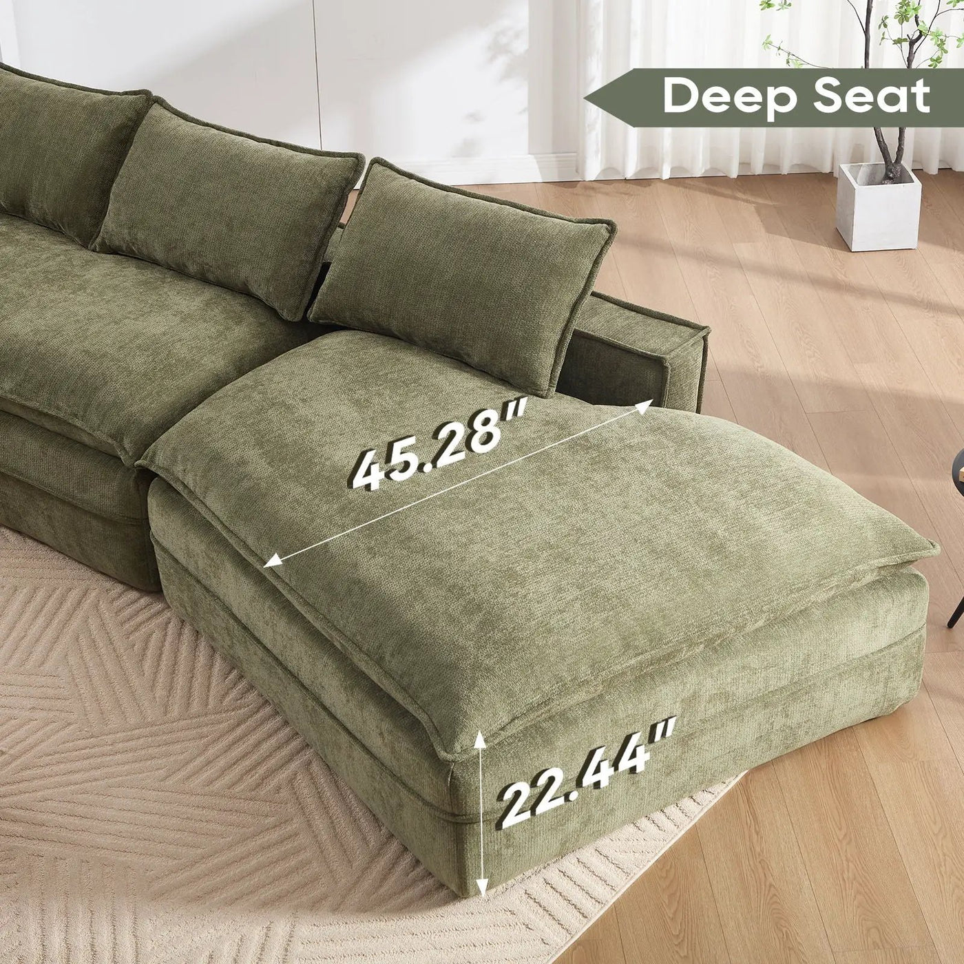 Modern Minimalist Modular Sectional Sofa With Deep Seats And Right Facing Chaise by Unique Piece Furniture