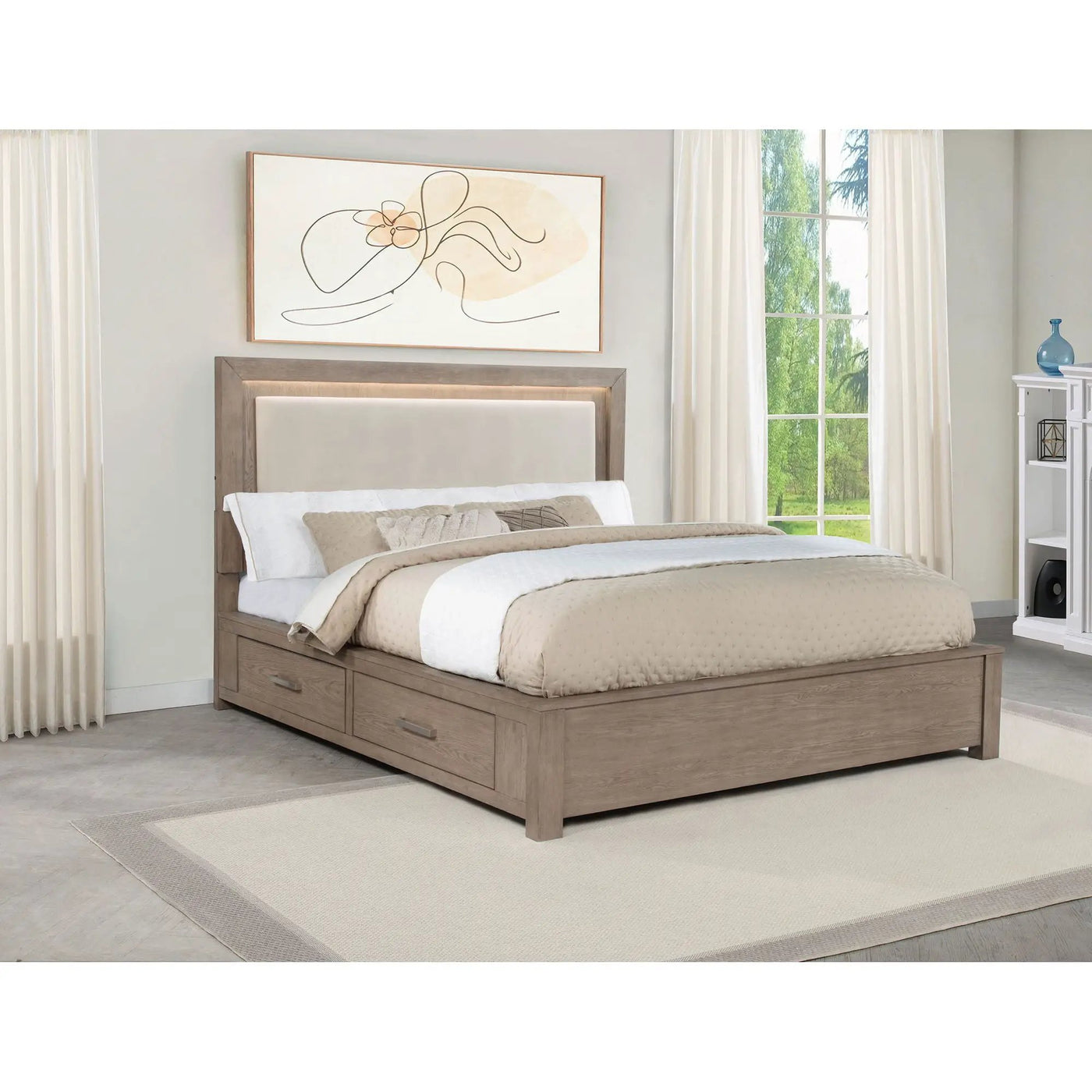 Gibbons - LED Storage Bed With Upholstered Headboard by HouseOfZazla
