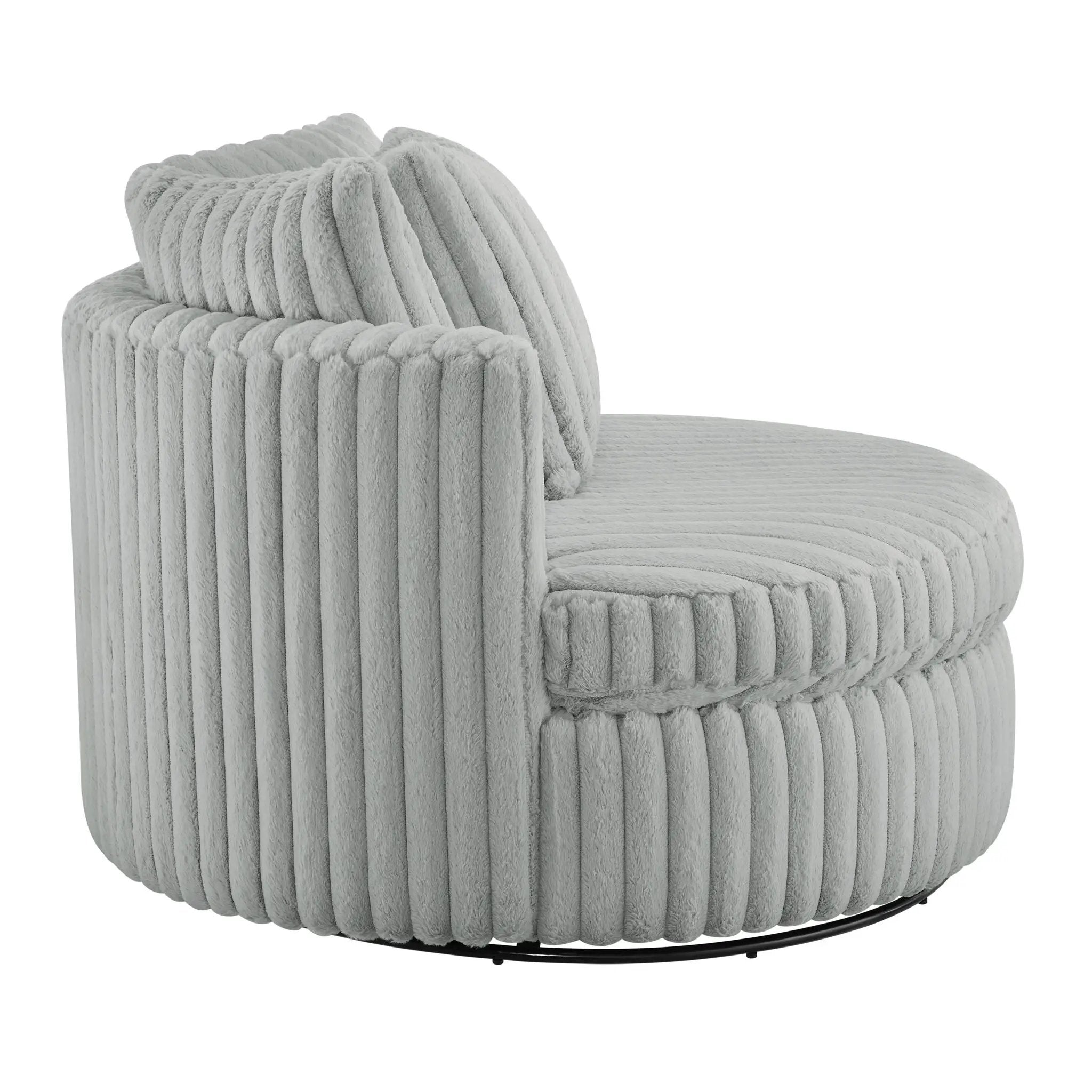 Mindy - Oversized Swivel Barrel Chair - Gray by HouseOfZazla