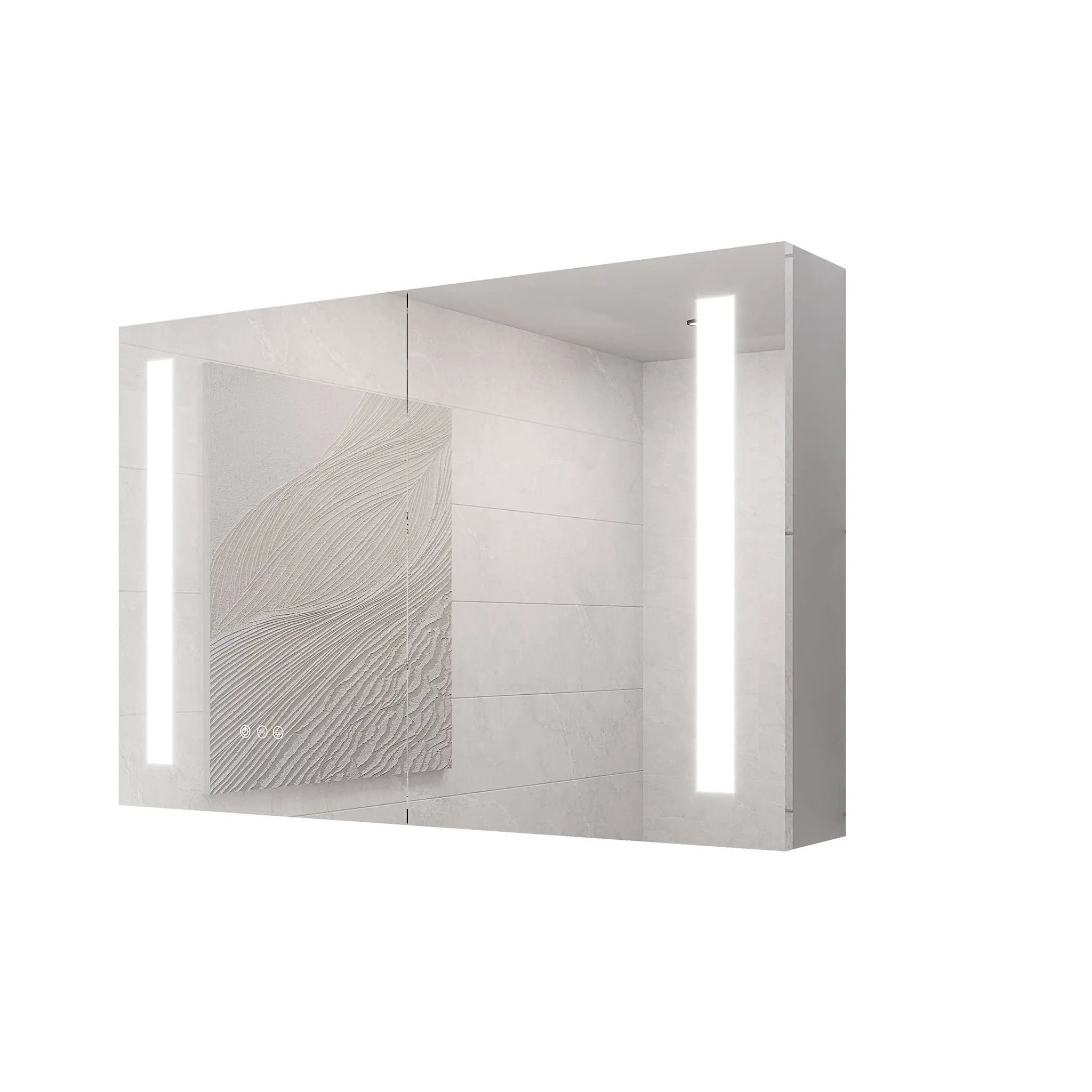 LED Medicine Cabinet With Mirror, Double Door With Defogger, Dimmer, Surface Mount by HouseOfZazla