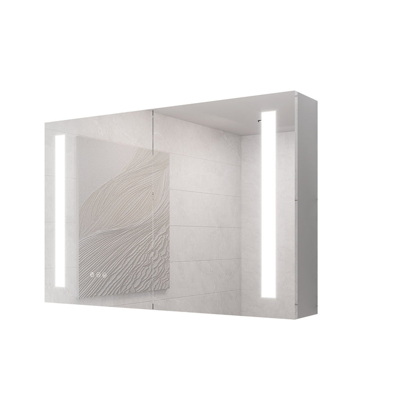 LED Medicine Cabinet With Mirror, Double Door With Defogger, Dimmer, Surface Mount by HouseOfZazla