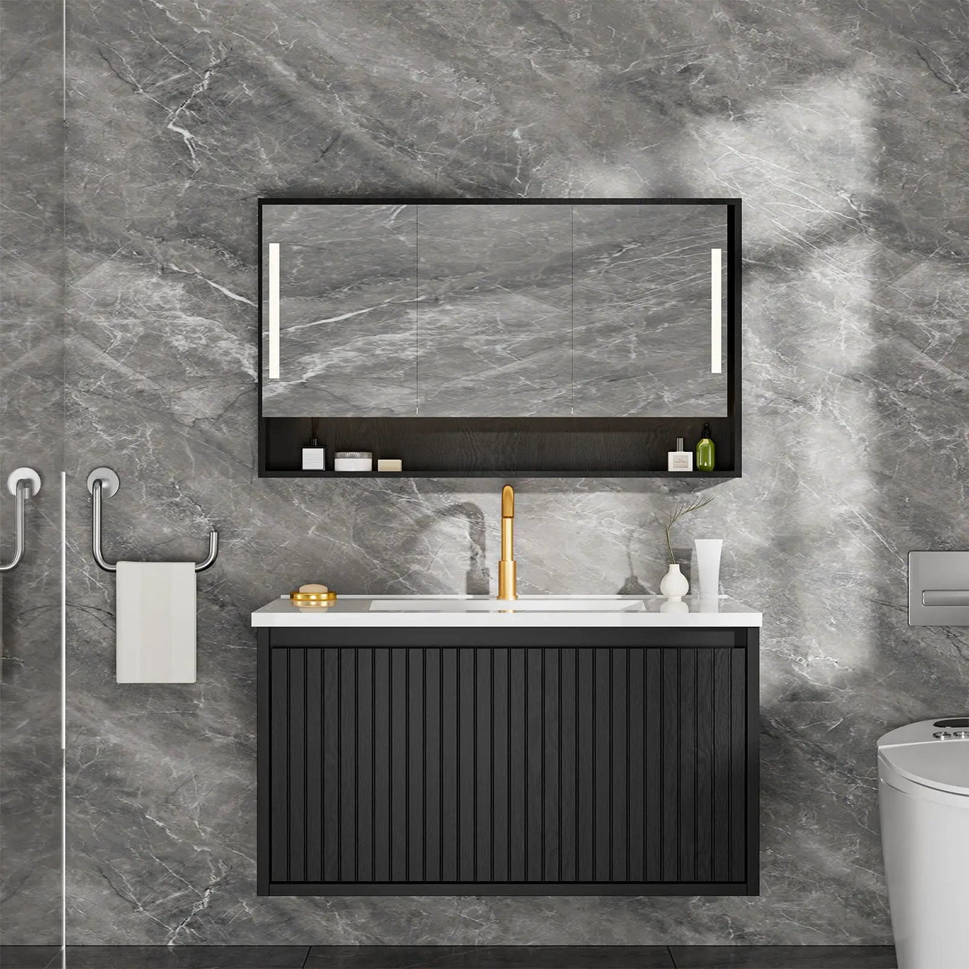 Wall Mounted Floating Bathroom Vanity With Sink And Drawers by HouseOfZazla