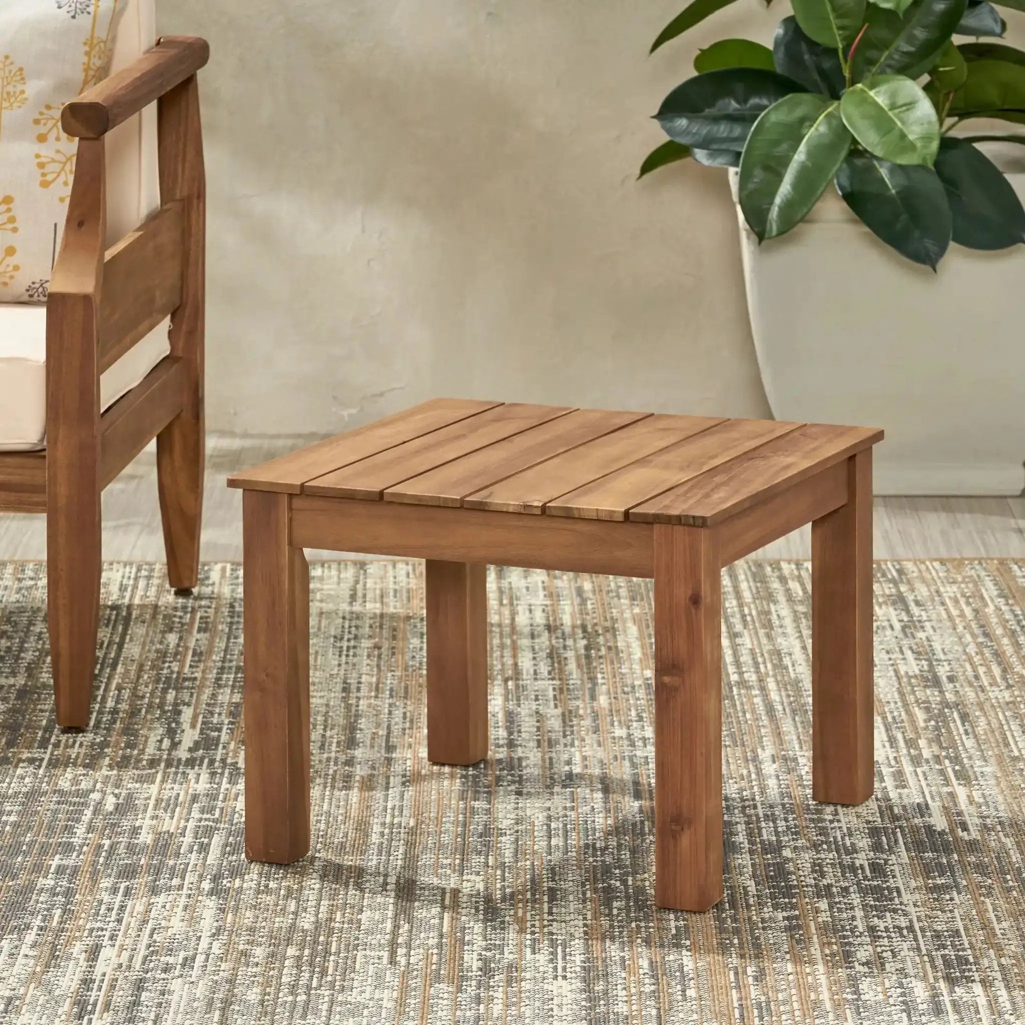 Halcyon Outdoor Side Table With Slat Design by HouseOfZazla