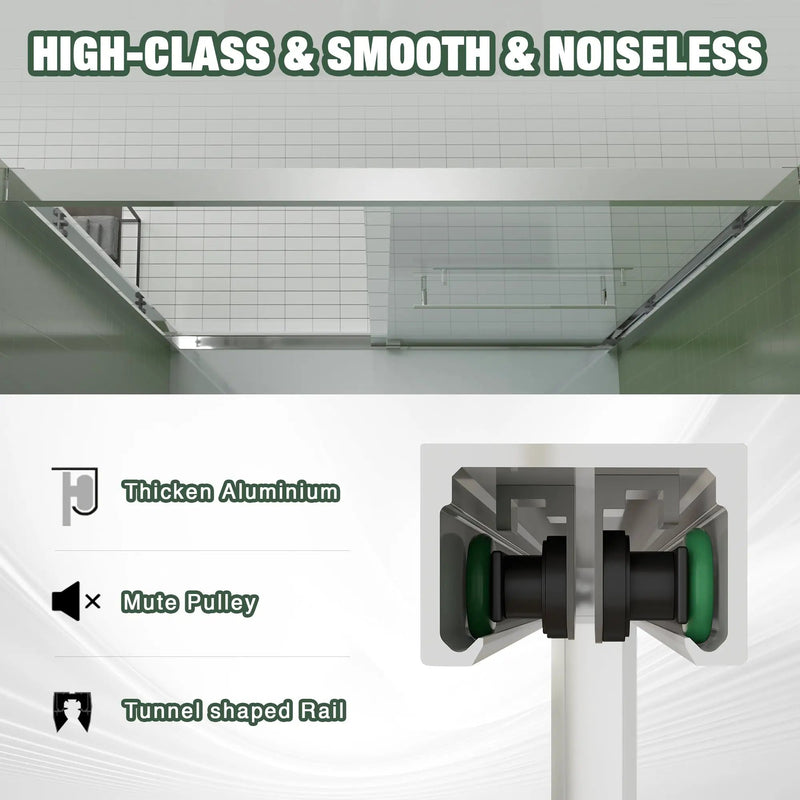 Aluminum Frame Double Sliding Shower Door (56-60"x70") by HouseOfZazla