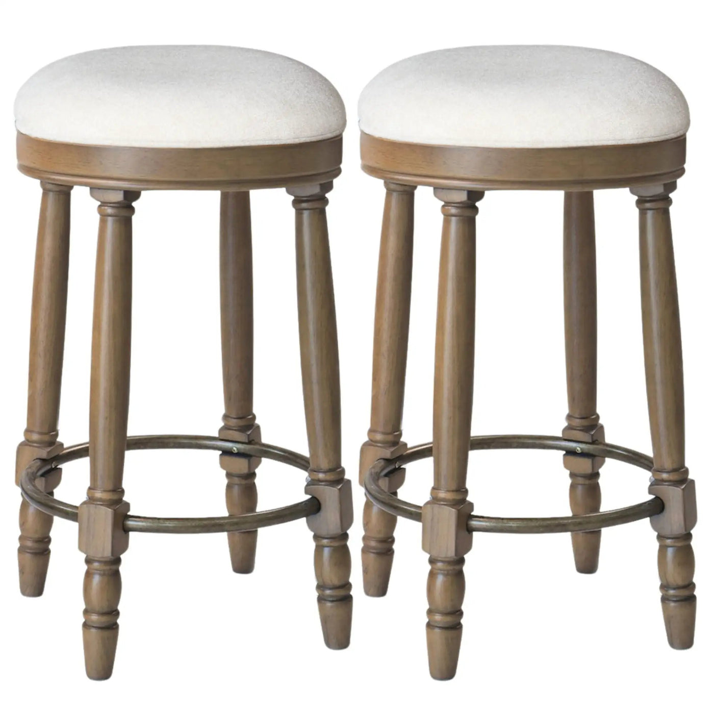 360° Swivel Wooden Barstools With Upholstered Seat, Counter Height (Set of 2) by HouseOfZazla