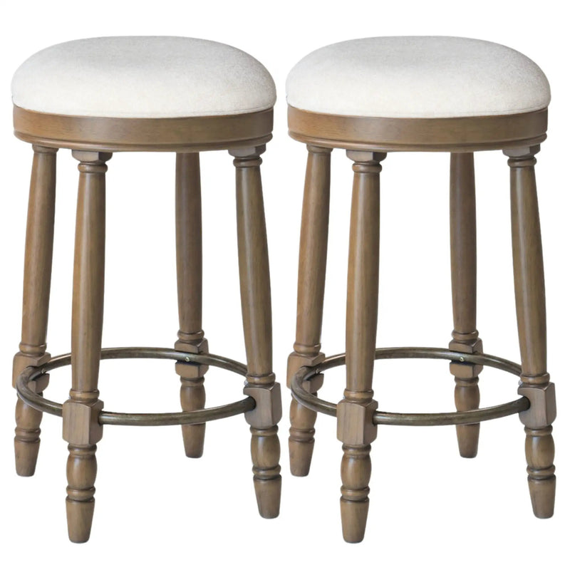 360° Swivel Wooden Barstools With Upholstered Seat, Counter Height (Set of 2) by Unique Piece Furniture