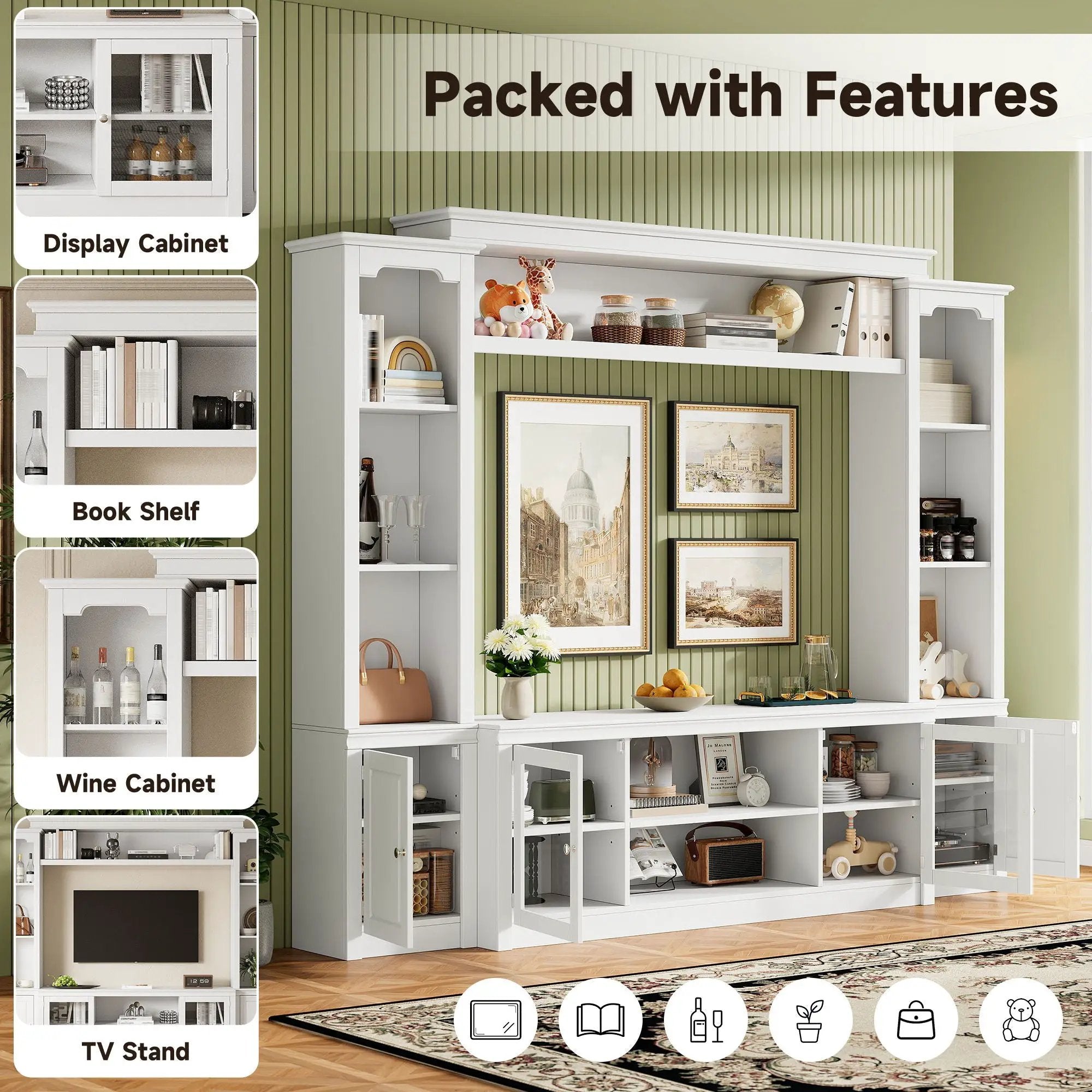 All-In-One TV Stand With Bookcase For TVs Up To 65" by Unique Piece Furniture