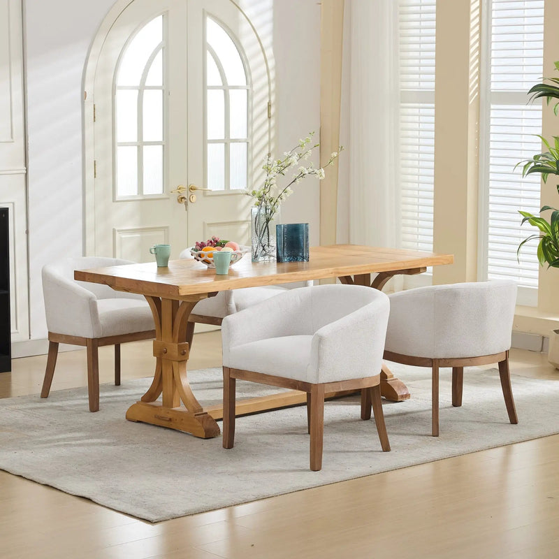 Mid Century Modern Upholstered Barrel Dining Chair with Arms by HouseOfZazla