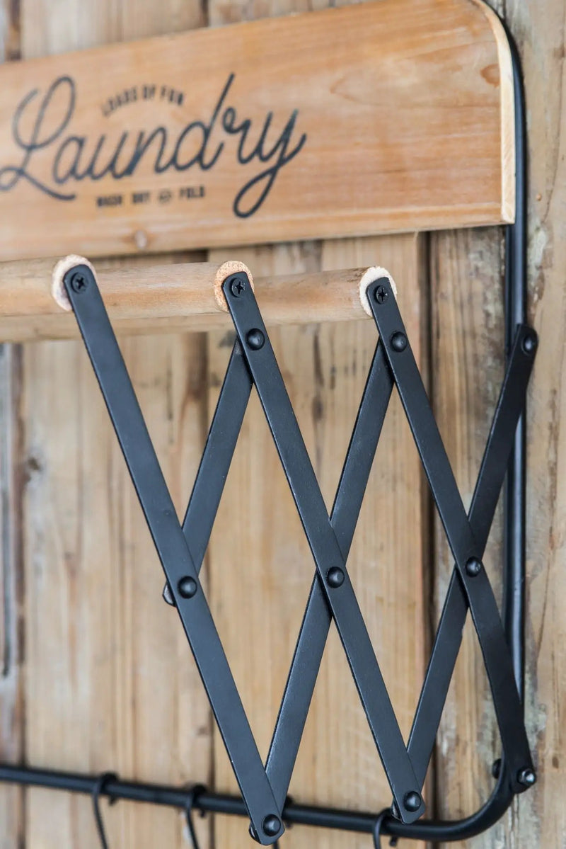 Laundry Rack With Accordion Design - Brown / Black - Black Brown by HouseOfZazla
