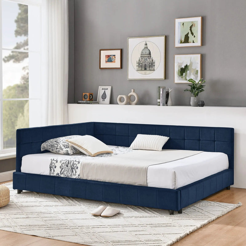 Mid-Century Storage Upholstered Tufted Bed Frame With Backrest And Armrests by Unique Piece Furniture