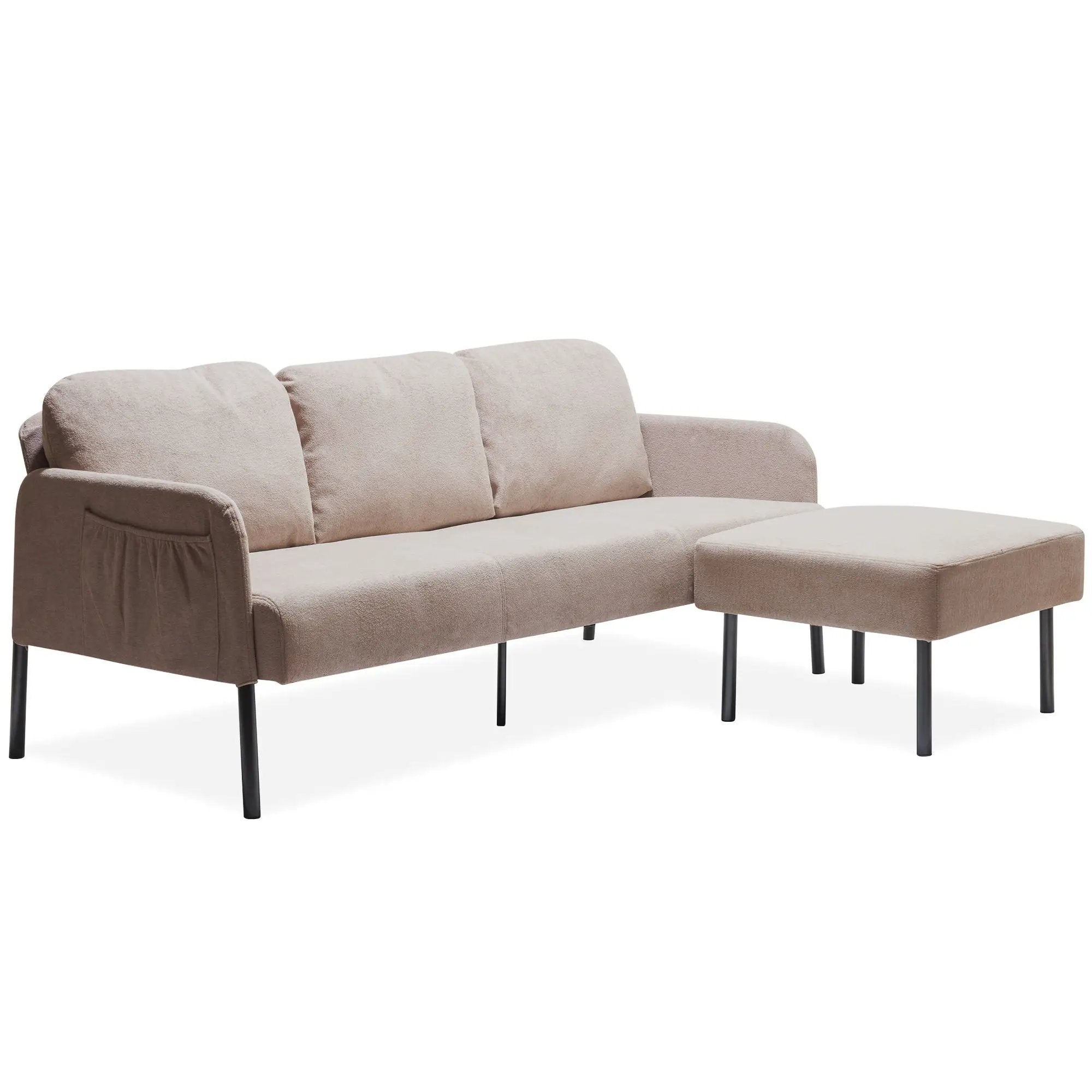 Modern L Shaped 3 Seater Sofa With Ottoman, Upholstered Couch For Small Spaces by Unique Piece Furniture