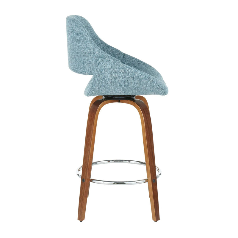 Fabrico - Mid Century Modern, Fixed Height Counter Stool With Round Footrest (Set of 2) by HouseOfZazla