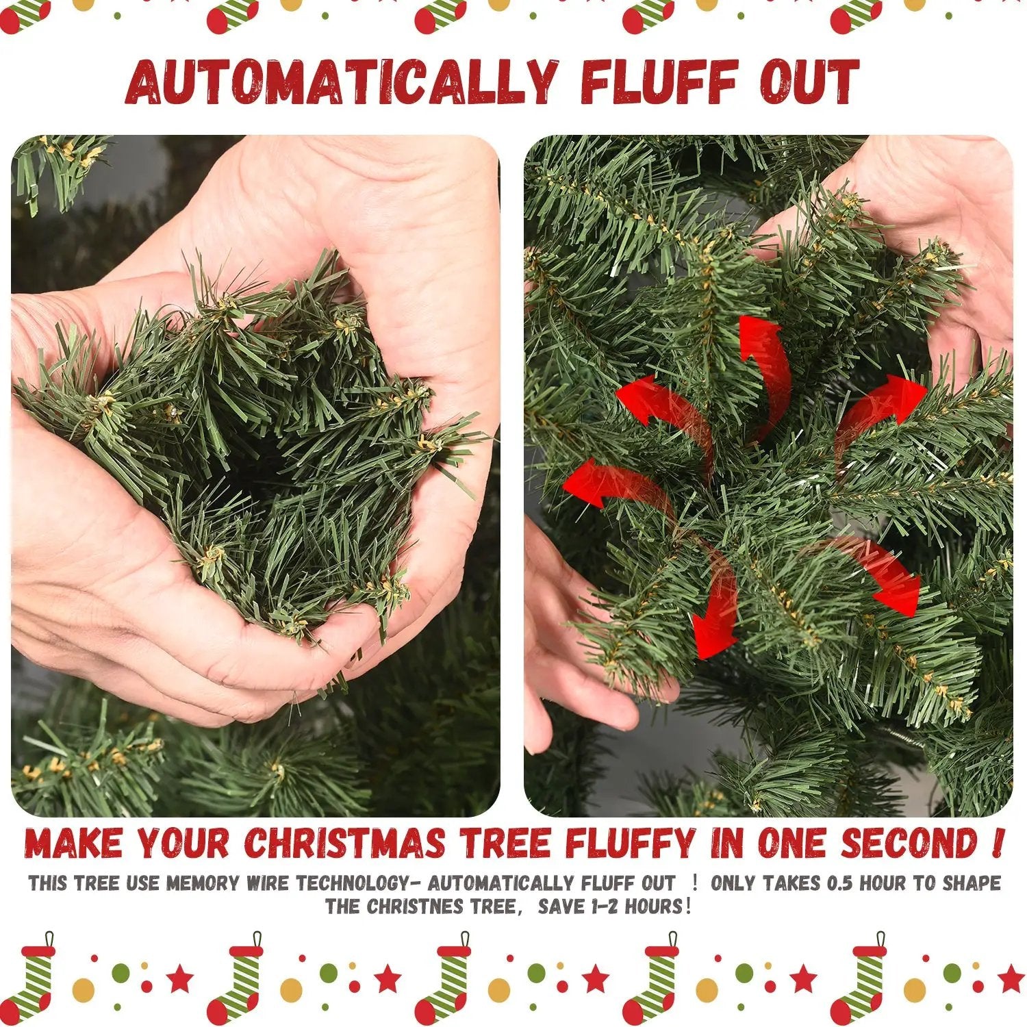 7ft Pre-Lit PVC Christmas Tree with 400 UL Lights by HouseOfZazla
