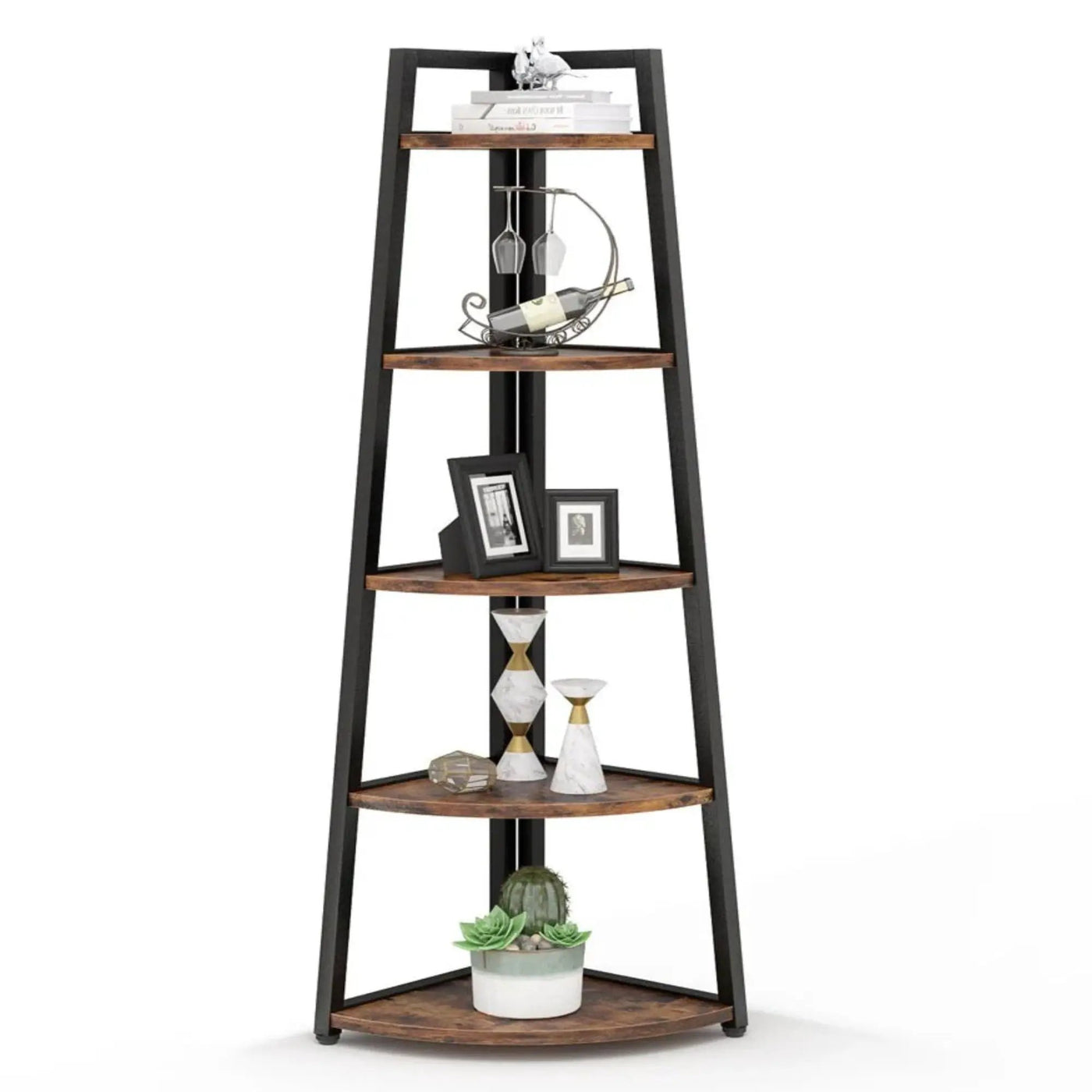 Tall 5 Tier Corner Bookshelf For Living Room by HouseOfZazla