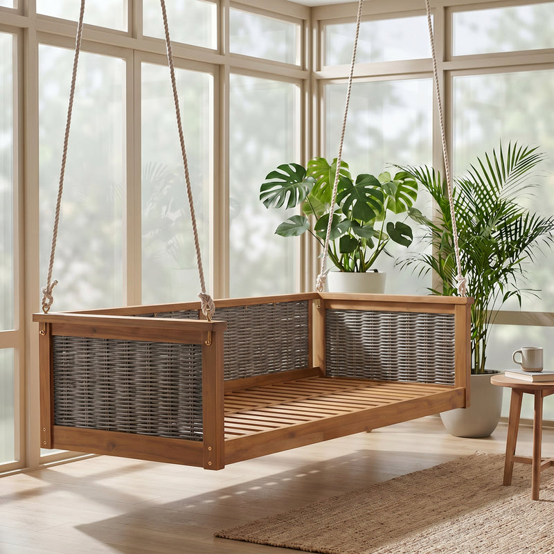 TOPMAX Outdoor Classic Solid Wood Twin Size Swing Bed by HouseOfZazla