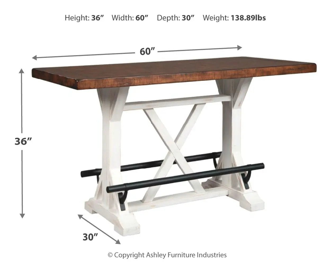 Valebeck - Rectangular Dining Room Counter Table - White / Brown by Unique Piece Furniture