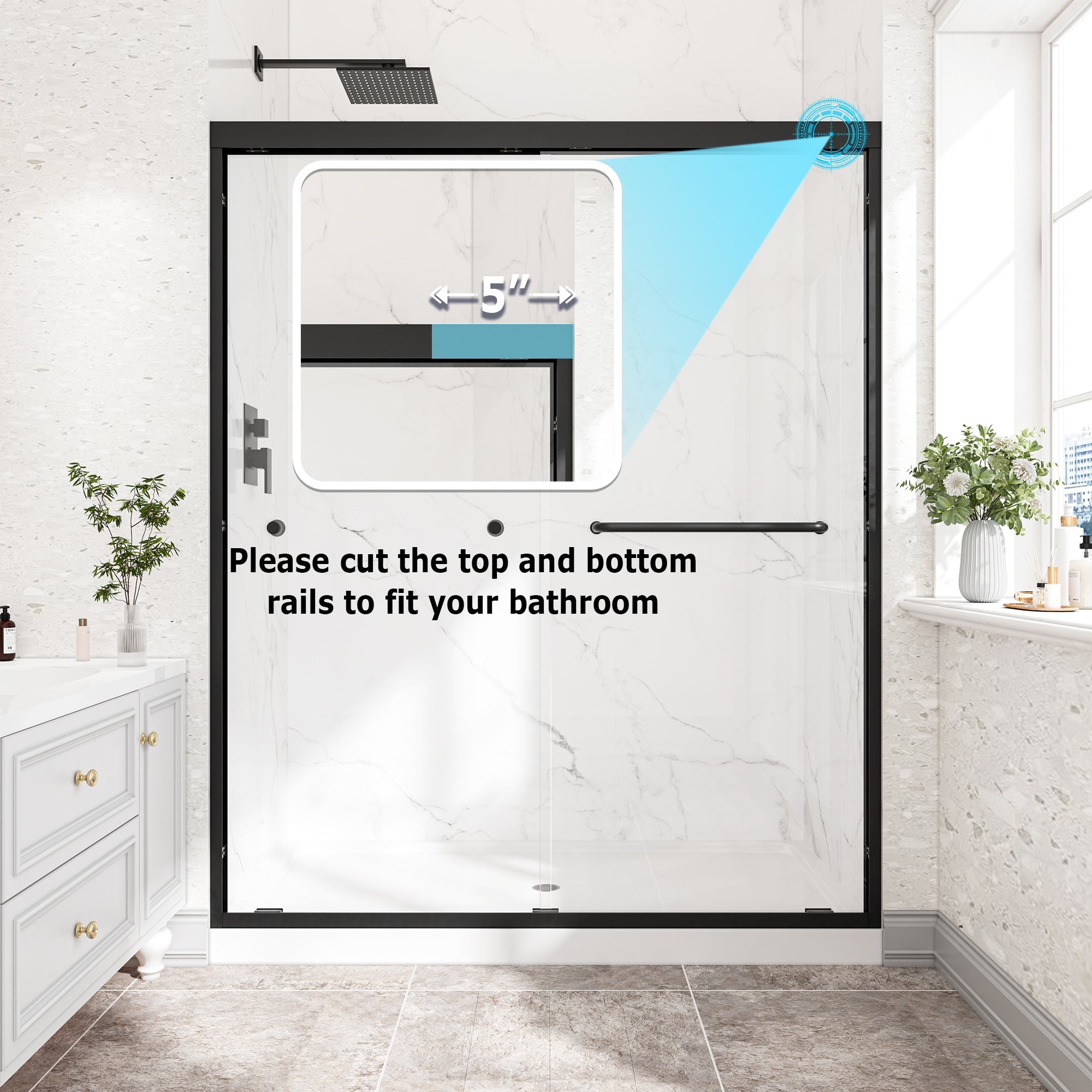 55"-60" W x 72" H Matte Shower Door by HouseOfZazla