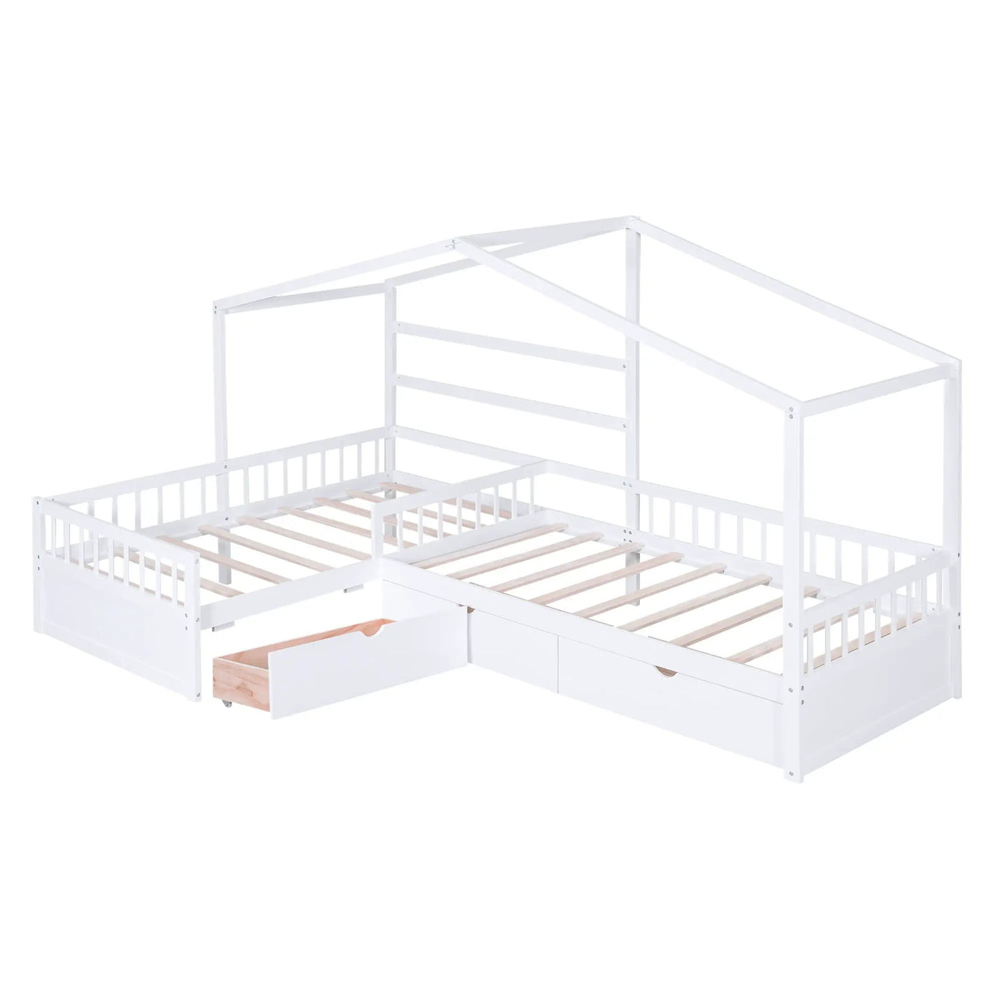 L Shape Platform Bed With 3 Storage Drawers by HouseOfZazla
