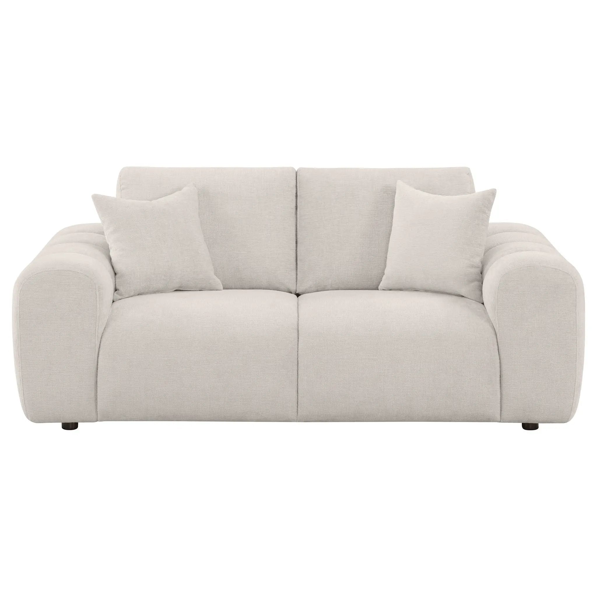 Burnett Chenille Upholstered Wide Arm Loveseat Ivory by Unique Piece Furniture