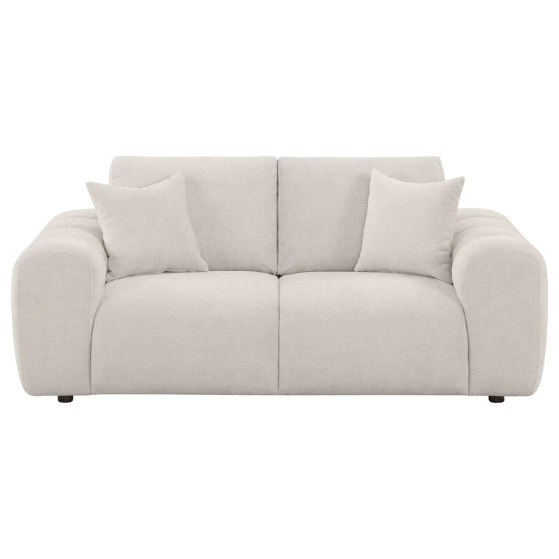Burnett Chenille Upholstered Wide Arm Loveseat Ivory by Unique Piece Furniture