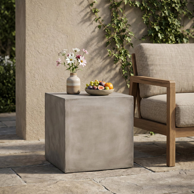 Outdoor MGO Square Side Table, Light by HouseOfZazla
